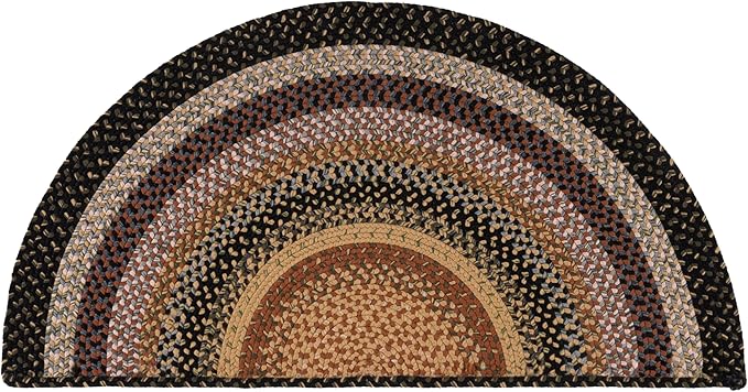 SAFAVIEH Washable Rug Outdoor Braided Collection - 2' x 4' Half Moon Shape, Multi, Handmade & Reversible, Non-Shedding & Easy to Clean, Entryway, Front Door, Kitchen, Mudroom (BRD308A)
