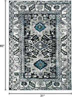 SAFAVIEH Vintage Hamadan Collection Accent Rug - 2'7" x 5', Dark Grey & Ivory, Traditional Persian Design, Non-Shedding & Easy to Clean, Ideal for Front Door, Kitchen, Entryway, Foyer (VTH211H)