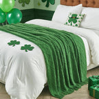 inhand Green Knitted Throw Blanket for Couch and Bed, St. Patrick’s Day Lucky Spring Gifts Throw for Her or Him, Soft Farmhouse Woven Blanket with Tassel, Lightweight Decorative, 60"x80"