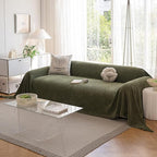 ROOMLIFE Green Couch Cover Sofa Covers, Chenille Couches Covers for 3 Cushion Sofas, Non Slip Soft Breathable Sofa Slipcovers for Pet, Washable Furniture Protector with Tassel,71''X134”