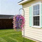 INQCMY Artificial Fake Hanging Plants Flowers Basket for Spring Outdoor Outside Decoration,UV Resistant Faux Silk Flower in Planter for Home Patio Porch Balcony Garden Yard Decor(Mixed Color)