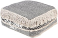 REDEARTH · UNSTUFFED Pouf Ottoman Cover Textured Storage Cube Boho Bean Bag Footrest Stool for Living Room, Bedroom,Nursery, Farmhouse, Kidsroom, Patio, Gym; 100% Cotton (20"X20"X8"; Black)