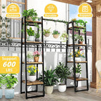 Simple Trending Plant Stand Indoor with Grow Lights, 4 Tier Large Hanging Plant Shelf for Plants Multiple, Metal Ladder Display Holder for Home Patio, Black