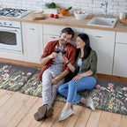 KIMODE Anti Fatigue Kitchen Mats for Floor, 20"x47"+20"x32" Farmhouse Kitchen Rugs Sets of 2, Padded Kitchen Floor Mats, Comfort Standing Mats for Sink, Laundry, Office, Desk Dark Grey/Purple