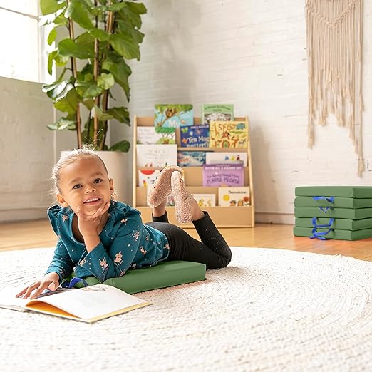 ECR4Kids SoftZone Floor Cushions, Square, Flexible Seating, Hunter Green, 6-Piece