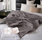 KyraHome 100% Cotton Throw Blanket for Couch, 60"x80" Large Muslin Blankets for Adults, Toddler, Plant-Dyed, Breathable Cozy Lightweight Fall Blanket, Picnic, Travel, All Season, Dark Grey