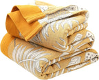 Boho Throw Blanket for Bed 100% Cotton Ultra Soft Rustic Quilt Fall Blanket Floral Printed Farmhouse Decor Bed Blankets,80"×90" All Season Rustic Throw for Sofa Couch Chair