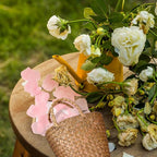 LemonRoad 2 Pcs Flower Girl Basket for Wedding Small Rustic Seagrass Basket with Handle Boho Wedding Flower Storage Farmhouse Decor for Petals Confetti Sweets Gifts 5.12 x 5.51''d (Rustic Color)