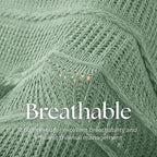 Boho Knitted Chenille Blanket with Tassels - Lightweight & Soft All-Season Throw - 3D Classic Pattern for Living Room Bedroom Couch, Sage Green, Throw 50"x60"