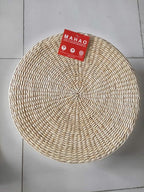 Japanese Style Handcrafted Eco-Friendly Padded Knitted Straw Flat Seat Cushion,Hand Woven Tatami Floor Cushion Corn Maize Husk (Dia50cm/19.7" x 10cm/4")