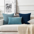 Kevin Textile 14x20 Inch Pillow Cover 1 Pack Boho Decorative Soft Striped Corduroy Lumbar Farmhouse Solid Color Accent Rectangle Cushion Case for Living Room Couch Sofa Bed, Blue Grey