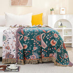 Boho Large Cotton Throw Blanket 80''x90'',Ultra Soft Rustic Quilt,Sofa Throw Cover with Tassels,Farmhouse Lightweight Woven Throw for Bed,Travel,Couch,Home Decor