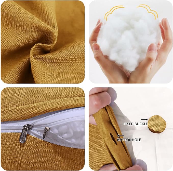 WOWMAX Wedge Pillow Headboard Dorm Headboard Twin XL Headboard Pillow Twin Bed Wedge Pillow Bolster Pillow for Bed with Removable Cover, Yellow