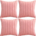 4 Pack 18x18 Pillow Cover Velvet Pillow Covers, Faux Fur Square Throw Pillow Covers for Living Room Decorations Throw Pillow Case, Throw Pillow Cover Cushion Cover for Home Sofa Bedroom Car, Pink