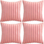 4 Pack 18x18 Pillow Cover Velvet Pillow Covers, Faux Fur Square Throw Pillow Covers for Living Room Decorations Throw Pillow Case, Throw Pillow Cover Cushion Cover for Home Sofa Bedroom Car, Pink