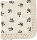 insular Cotton Muslin Baby Blanket with Tassel, Boho Bohemian Muslin Swaddle Blanket Baby Receiving Blanket with Fringe, Nursery Decor Throw or Nursing Blankets, 47" x40”, Black Leaf