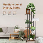 6 Tier Plant Stand Indoor Outdoor, Wood Metal Corner Shelf, Multiple Flower Pot Rack Holder Shelves, Planter Shelf Display Storage Organizer for Patio Living Room Balcony (Black)