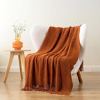 BATTILO HOME Fall Decor Caramel Throw Blanket for Couch, Rust Orange Throw Blanket for Bed, Decorative Fall Throw for Sofa, 50"x60"