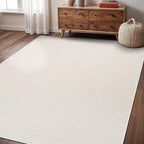 Easy Jute Rug 5x7 Indoor Outdoor Rug Natural Rugs Solid Fiber Rug Woven Area Rug Boho Easy Clean Inside Carpet for Living Room Bedroom Dining Room Hallway or Outdoor Patio Porch (5 X 7 Bone)