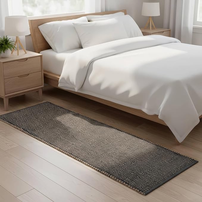 Green Jute & Cotton Braided Rug Runner 2' x 6' – Reversible Soft Hallway, Kitchen, Entryway Rug