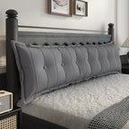 Johnear Large Headboard Pillow Cotton Linen Daybed Cushion Backrest Bolster Pillow Support Positioning Bed Sofa Rest Reading Pillow (Gray, King, 76 X 3 X 20 inches)