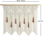 Youngeast Large Macrame Wall Hanging Boho Woven Tapestry Bohemian Macrame Wall Decor Handmade Tassel Tapestry Home Decoration for Bedroom Living Room 39"X31" (Wood Dowels Not Included) (Beige)