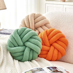 Uvvyui Knot Pillows, 14 Inch Decorative Throw Pillows Round Pillows Cushion, Soft Handmade Knotted Ball Pillow Plush Cushion Home Decor for Bed Couch Living Room (Beige, 14 Inch)
