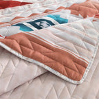 HORIMOTE HOME Southwestern Aztec Quilt Set Queen/Full Size - 3-Piece Tribal Geometric Pattern Bedspread with 2 Pillow Shams, Boho Rustic Bedding Set All Season Quilted Coverlet （Terracotta/Teal）