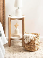 Kate and Laurel Livia Modern Woven Storage Basket, 13 x 13, Natural Water Hyacinth, Boho Wicker Basket for Use as Nursery Storage, Mini Laundry Basket, or Living Room Blanket Basket