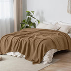 PHF 100% Cotton Muslin Blanket King Size 108"x90", 4-Layer Lightweight Gauze Throw, Breathable Cloud-Soft Minimalist Blanket for Bed, Couch, Camping & Baby, Clay, Ideal Gift