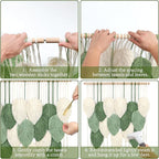 Weldomcor Macrame Wall Hanging, Boho Leaves Macrame Tapestry Wall Decor Handmade Green Woven Hanging Decor Chic Bohemian Wall Art Home Decoration for Bedroom Living Room Nursery Office 23.6"W x 29.5"L