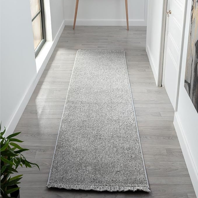 LUXE WEAVERS Solid Machine Woven Gray 2x8 Area Rug, Indoor Stain-Resistant Carpet
