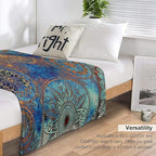 Boho Floral Throw Blanket Retro Mandala Flower Vintage Mystical Dream Style Theme Blanket for Sofa Bed Couch Chair Or Dorm 50"x60"