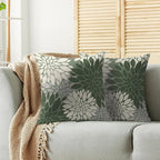 Sage Green Cream Grey Gray Pillow Covers 16X16 Inch Set of 2, Modern Dahlia Floral Print Decorative Throw Pillow Covers Outdoor Farmhouse Cushion Case for Home Couch Sofa Bed Decoration