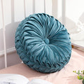 Round Throw Pillows Decorative Pleated Throw Pillows 15'' Diameter Accent Pumpkin Boho Chair Cushion for Couch Sofa Home Decoration(Dusty Blue,1 Pcs)