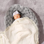 insular Cotton Muslin Baby Blanket with Tassel, Boho Bohemian Muslin Swaddle Blanket Baby Receiving Blanket with Fringe, Nursery Decor Throw or Nursing Blankets, 47" x40”, Beige