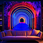 Avinyl Blacklight 3D Wall Tapestry for Bedroom, Glow in the Dark Funny Posters Tapestries for Gamer Teens, UV Reactive Cool Backdrop for Living Gaming Room Dorm Festival Decor 51in X 60in
