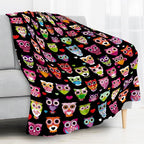 Throw Blanket for Couch, 300GSM Warm Soft Cozy Flannel Blanket, Cute Blanket for All Seasons Bedroom Home Decor Gifts, Colorful Boho Owls 50x60 Inches