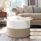 INDRESSME 115L Extra Large Blanket Basket, Soft Cotton Rope Storage Baskets for Organizing Living Room Décor Toy Storage for Kids,Decorative Woven Basket for Laundry & Towels, Light Brown