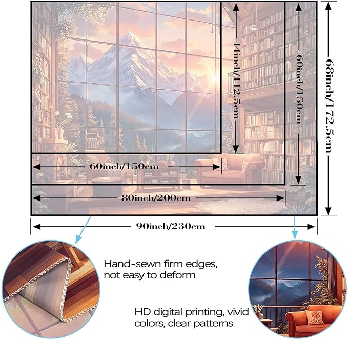 Accnicc Forest Mountain Library Tapestry Fantasy Bookshelf Tapestries Wall Hanging Watercolor Nature Fairy Sunset Library Backdrop Large Tapestry for Bedroom Living Room Dorm Classroom 80 x 60 inch