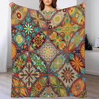 Boho Floral Throw Blanket Colorful Mandala Bohemian Indian Hippie Vintage Blanket for Sofa Bed Couch Chair or Dorm 40"x50"