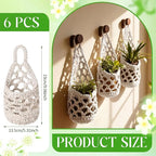 6 Pk Wall Planters for Indoor Macrame Plant Hanger Boho Wall Mounted Flower Baskets Hanging Planter, Plants and Pots are Not Included(White,4 x 8 Inch)