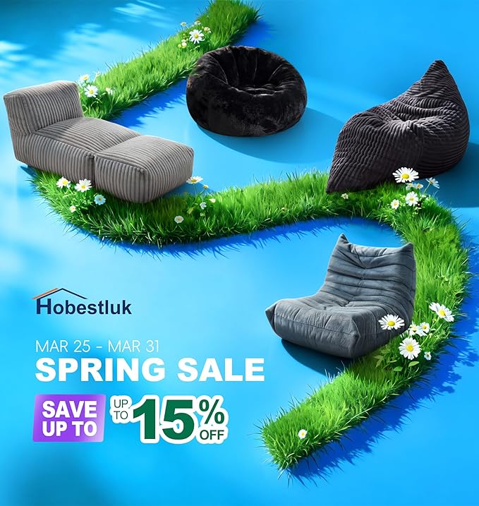 Hobestluk 3 in 1 Bean Bag Chair Giant Bean Bag Chairs for Adults with Chevron Plush Fur Cover Convertible Bean Bag Floor Cushion with Machine Washable Cover for Living Room (Chevron Plush Black)