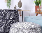 Mandala Life ART Pouf Ottoman - 20x20x20 - Foot Rest Stool White Pouf
