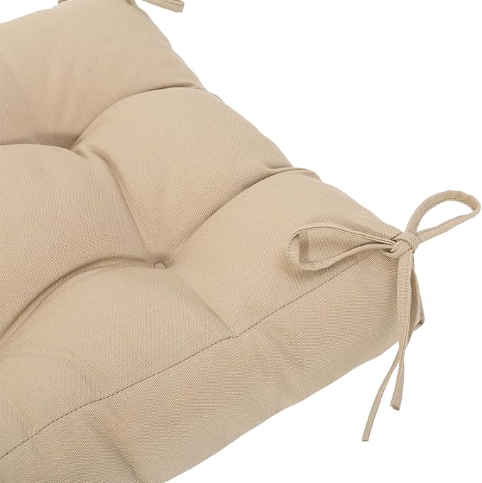 QILLOWAY Outdoor Seat/Back Chair Cushion Tufted Pillow, Spring/Summer Seasonal Replacement Cushions - Set of 2 (Beige/Sand/Camel)