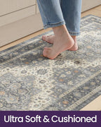 DEXI Kitchen Floor Mats Anti Fatigue, 23x59 Large Cushioned Vintage Runner Rug Waterproof, Standing Comfort Memory Foam Padded for Front Sink Laundry Office, Dark Grey