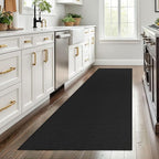 EARTHALL Woven Runner Rug 3x8 Ft Washable Runners for Hallways Wide Non Slip Rubber Backed Kitchen Runner Braided Indoor Floor Carpet for Entryway, Hallway, Kitchen, Bedroom, Black/Grey