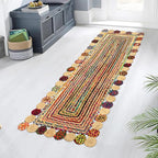 Runner Area Rug - 2.6x4 Feet Multicolor Cape Code Chindi Cotton Jute Rug Geometric Kilim Rug Indoor Outdoor Use Carpet Flatweave Rugs for Bedroom Bedside Runner Kitchen Hallway & Stair