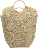 Household Essentials Cream Paper Rope Basket with Handles, Natural Woven Storage Basket