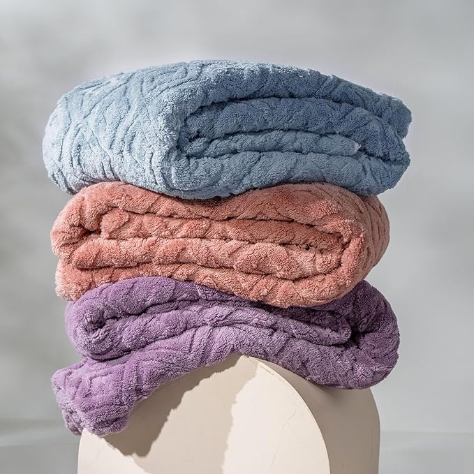 EverGrace Jacquard Boho Sherpa Fleece Throw Blanket for Couch, Super Soft Cozy Fuzzy Plush Blankets for All Seasons, Reversible Thick Warm Blanket for Bed, Sofa, Living Room, Blue Linen, 60" x 80"